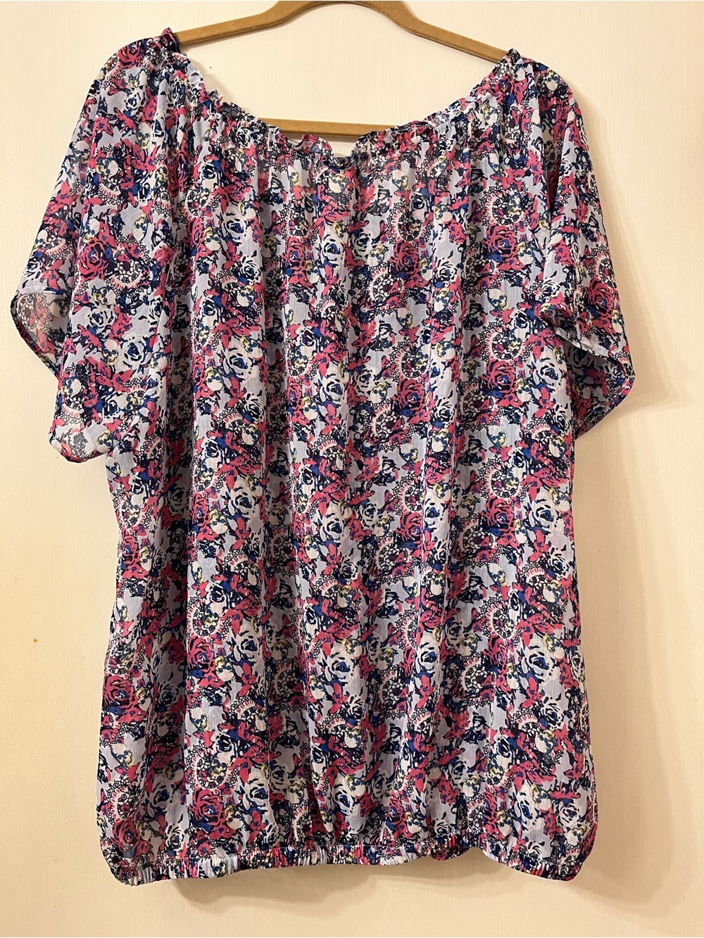 torrid Pink and Navy Floral skull Blouse